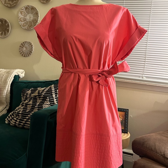 Finley Women's Pink Belted Waist Button Back Round Neck Shift Dress - Picture 5 of 11